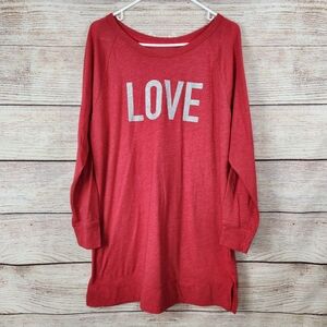 Victoria’s Secret Red Love Glitter Graphic Long Sleeve Sleepshirt Large